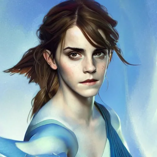 Prompt: Emma Watson as a blue Navi from the Avatar movie, highly detailed, digital painting, artstation, concept art, sharp focus, illustration, art by greg rutkowski and alphonse mucha