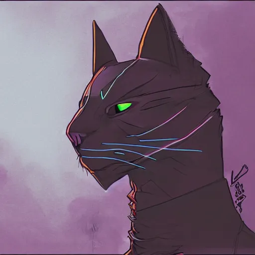 Image similar to cyberpunk cat in suit sketch