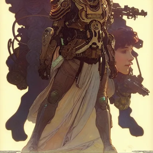 Image similar to planetside joseph gordon - levitt, fantasy, d & d, intricate, detailed, by by alphonse mucha, adolfo hohenstein, alice russell glenny, stanley artgerm lau, greg rutkowski, detailed, trending on artstation, trending on artstation, smooth