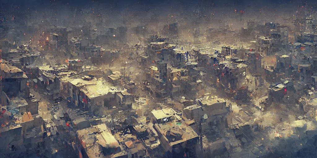 Image similar to damascus slums city, painted by neil blevins