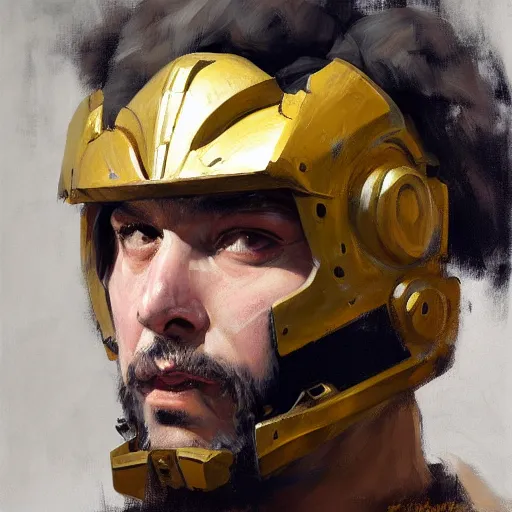 Image similar to greg manchess portrait painting of armored gustav klimt as overwatch character, medium shot, asymmetrical, profile picture, organic painting, sunny day, matte painting, bold shapes, hard edges, street art, trending on artstation, by huang guangjian, gil elvgren, ruan jia, randy vargas, greg rutkowski