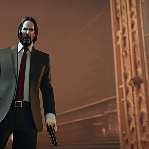 Prompt: john wick in a hitman game