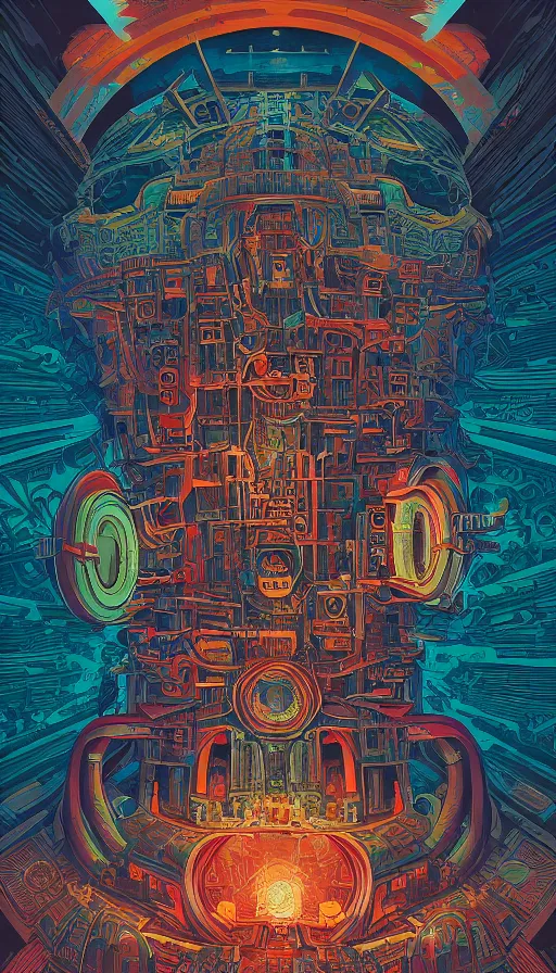 Image similar to The oracle of the mayan elders, italian futurism, Dan Mumford, Josan Gonzalez