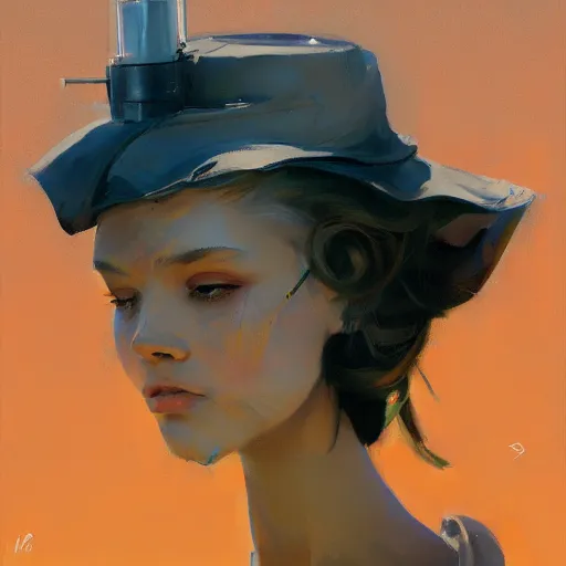 Prompt: Greg Manchess portrait painting of a robotic girl, medium shot, asymmetrical, profile picture, Organic Painting, sunny day, Matte Painting, bold shapes, hard edges, street art, trending on artstation, by Huang Guangjian and Gil Elvgren and Sachin Teng