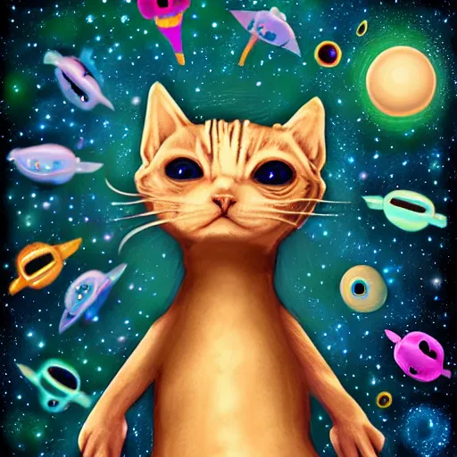 Image similar to a cute galactic alien kitten, hyper detailed, digital art