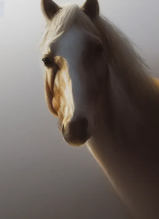 Prompt: oil painting bird's eye view of a horse on a white background seen from above, concept art, digital art, artstation, cinematic, digital art painting by greg rutkowski, cinematic lighting