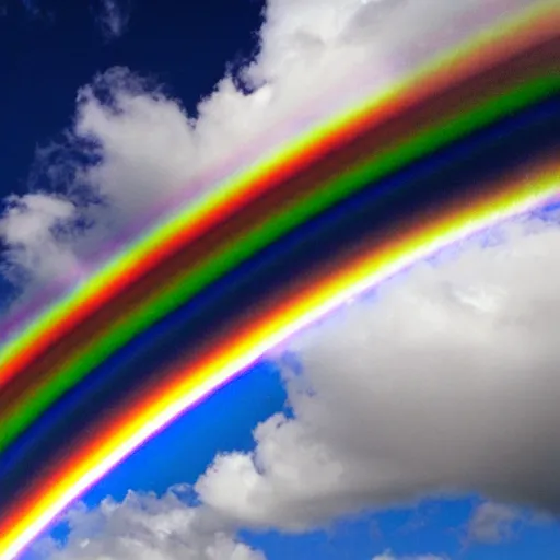 Prompt: a black and white rainbow over a blue sky