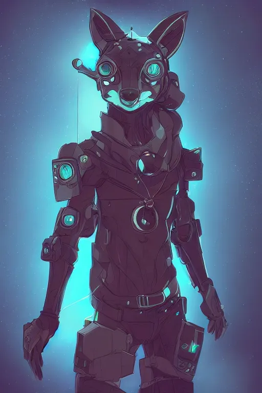 Image similar to an anthropomorphic cyberpunk fox, backlighting, trending on artstation, digital art, furry art, trending on furaffinity, fantasy art, by kawacy