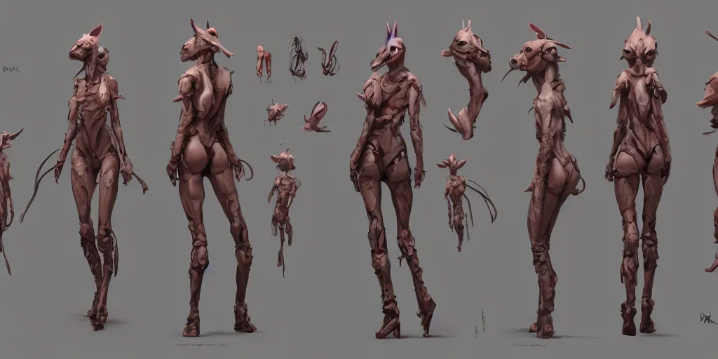 Image similar to kangaroo girl, character sheet, concept design, contrast, hot toys, kim jung gi, greg rutkowski, zabrocki, karlkka, jayison devadas, trending on artstation, 8 k, ultra wide angle, pincushion lens effect