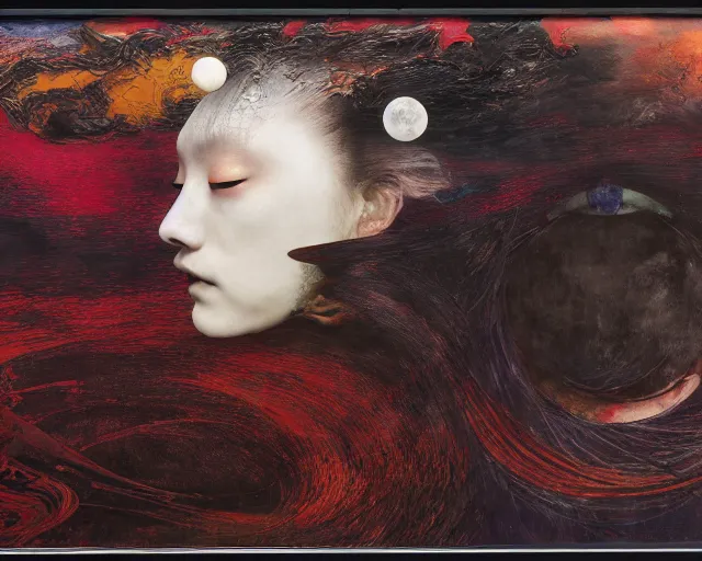 Image similar to eternal eclipse, a brutalist designed, rich deep colours, painted by francis bacon, yoshitaka amano, sebastiao salgado, julia margaret cameron, adrian ghenie, james jean and petra cortright, part by gerhard richter, part by takato yamamoto. 8 k masterpiece.