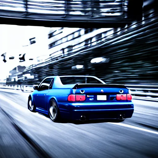 Prompt: bayside blue r 3 4, cinematic, motion blur, photorealistic