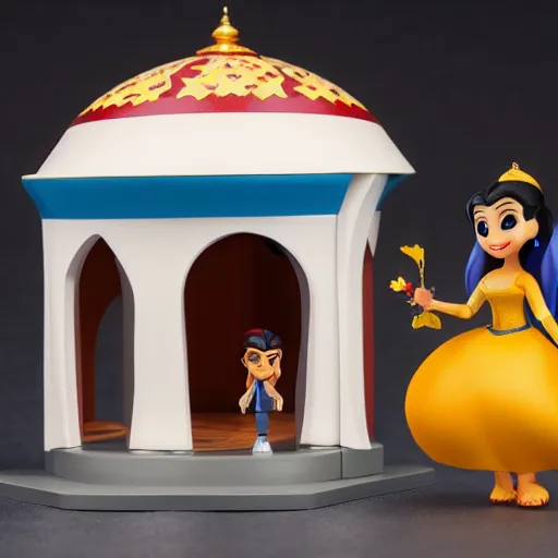 Image similar to side view of disney and pixar aladdin as nendoroid, side view, 8 k hd dof, kodak film,