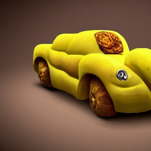 Prompt: car made of bananas, photorealistic, surreal