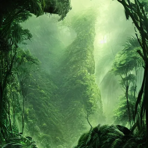 Prompt: a beautiful picture of a venenous green jungle by greg rutkowski and bernie wrightson, indian ink engraving, trending on artstation