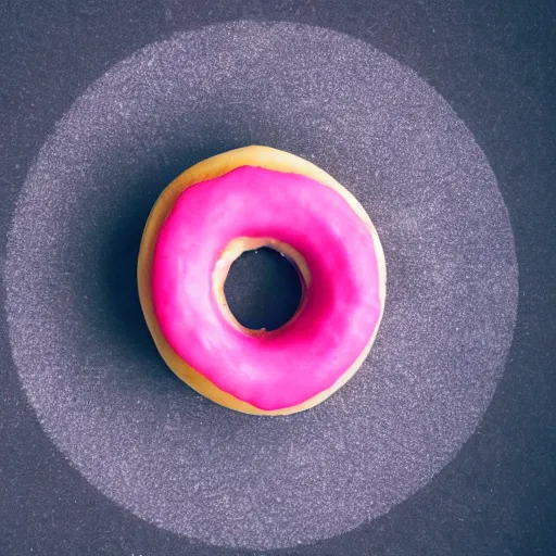 Image similar to Perfectly circular donut!!!!! in the style and shape of a mango!!!!!!, blended colors!!!!!, trending on artstation, 4k, 8k, professional photography, overhead shot, 35mm lens