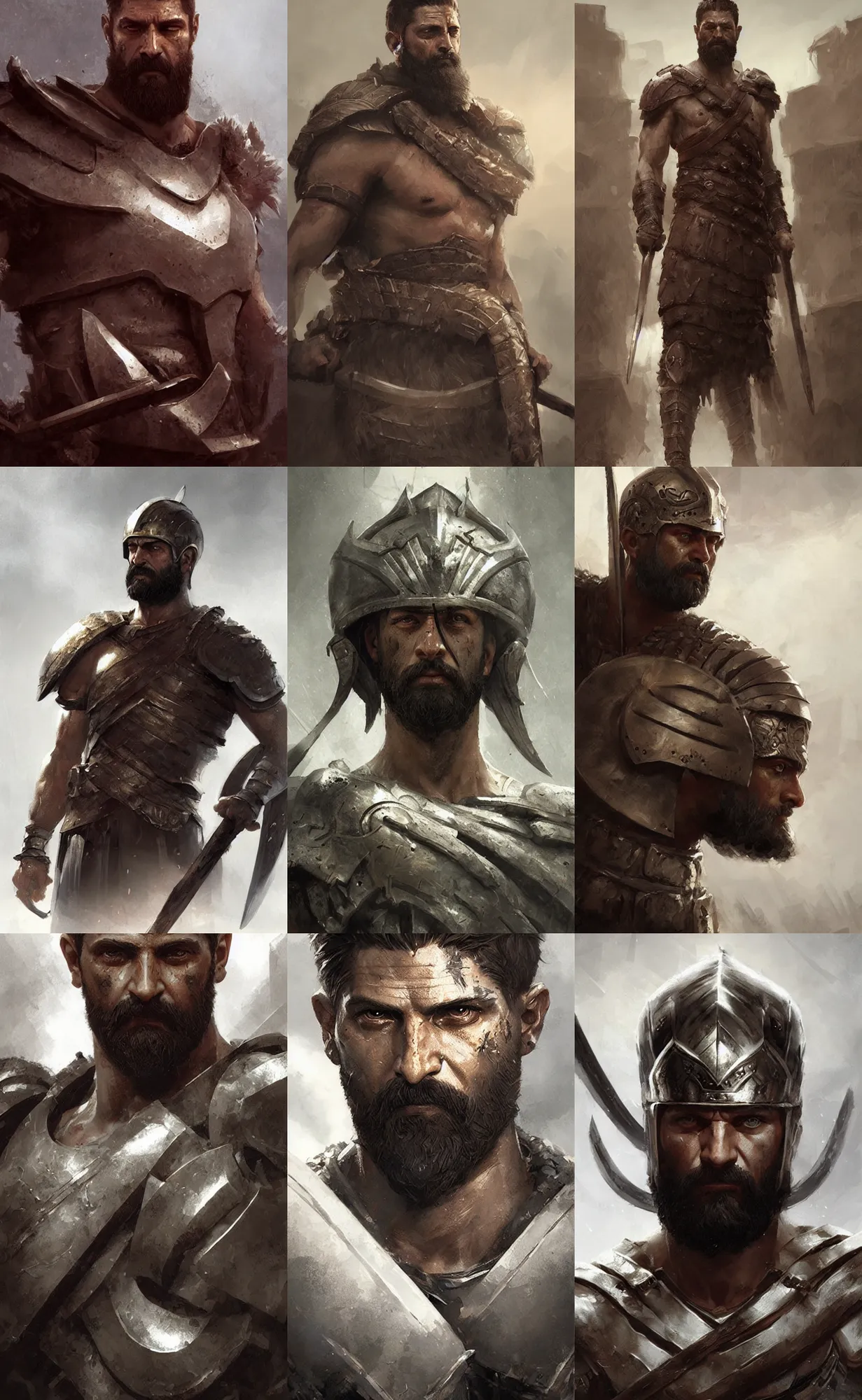 Prompt: spartan warrior king leonidas, concept art, detailed face, fantasy, highly detailed, cinematic lighting, digital art painting by greg rutkowski