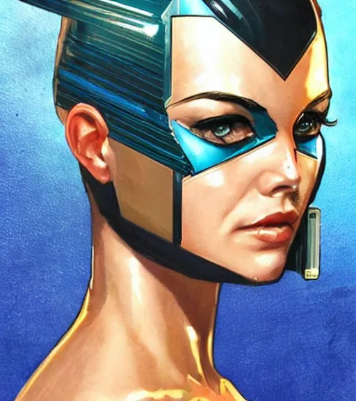 Prompt: cute female android, by MARVEL comics and Sandra Chevrier