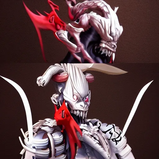 Image similar to demon samurai , short hair, made by Yusuke Murata, Tomohiro Shimoguchi, Takeshi Obata, Masakazu Katsura, ArtStation, CGSociety