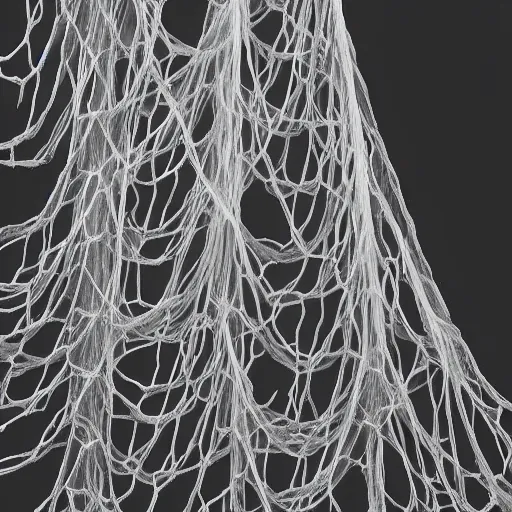 Prompt: “ dendroids walk around a stretched silk net ”