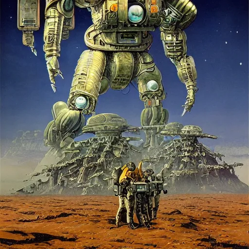 Prompt: attack of the killer robots, concept art, intricate details, highly detailed, vintage sci - fi poster, retro future, in the style of chris foss, rodger dean, moebius, michael whelan, and gustave dore