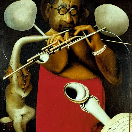 Image similar to dizzy gillespie by hieronymus bosch