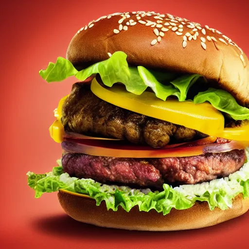 Prompt: food photography of a mcdonald's burger from the future, year 3 0 0 0, sci - fi,