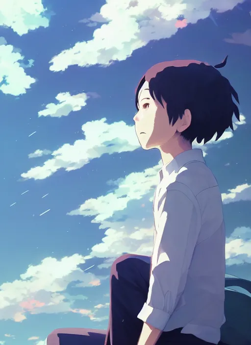 Image similar to portrait of joe biden, cloudy sky background lush landscape illustration concept art anime key visual trending pixiv fanbox by wlop and greg rutkowski and makoto shinkai and studio ghibli