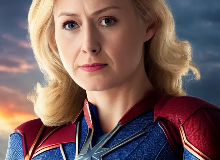 Prompt: portrait photo still of real life carol danvers from marvel comics, 8 k, 8. 5 mm, f. 1. 4