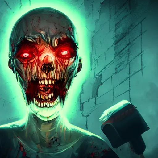 Prompt: angry horrible zombie portrait, grimdark game icon, stylized digital illustration, radiating a glowing aura, global illumination, ray tracing, hdr, fanart arstation by ian pesty and katarzyna bek - chmiel