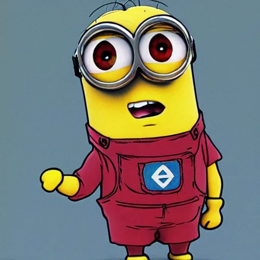 Image similar to a minion by hirohiko araki and moebius