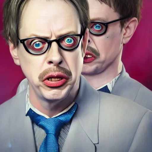 Image similar to hyperrealistic mixed media high resolution painting of a Steve Buscemi as Austin Powers, stunning 3d render inspired art by István Sándorfi and Greg Rutkowski and Unreal Engine, perfect symmetry, dim volumetric lighting, 8k octane beautifully detailed render, post-processing, extremely hyper-detailed, intricate, epic composition, highly detailed attributes, highly detailed atmosphere, cinematic lighting, masterpiece, trending on artstation, very very detailed, masterpiece, stunning, flawless structure, lifelike texture, perfection,