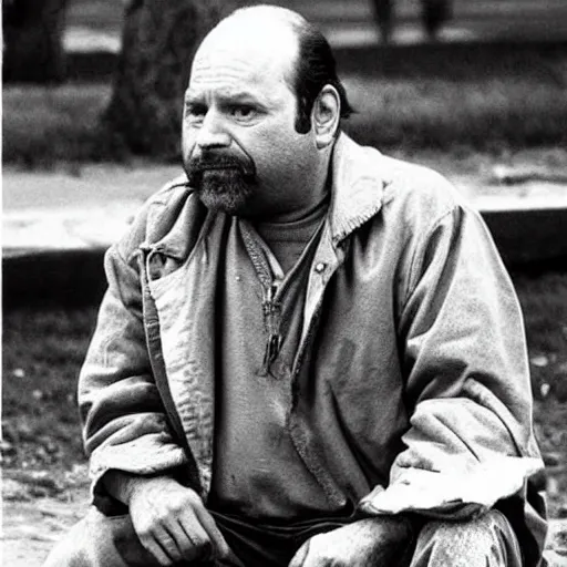 Prompt: George Costanza as a homeless man