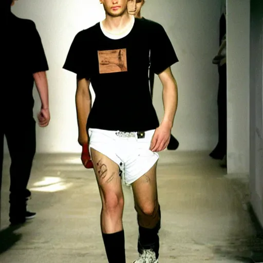 Prompt: 2 0 0 4 photograph, edgy y 2 k mens fashion