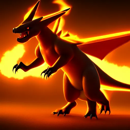 Image similar to photography of a realistic charizard animal, ultra detailed, 8 k, cinematic lighting, natural background, trending on artstation, pokemon