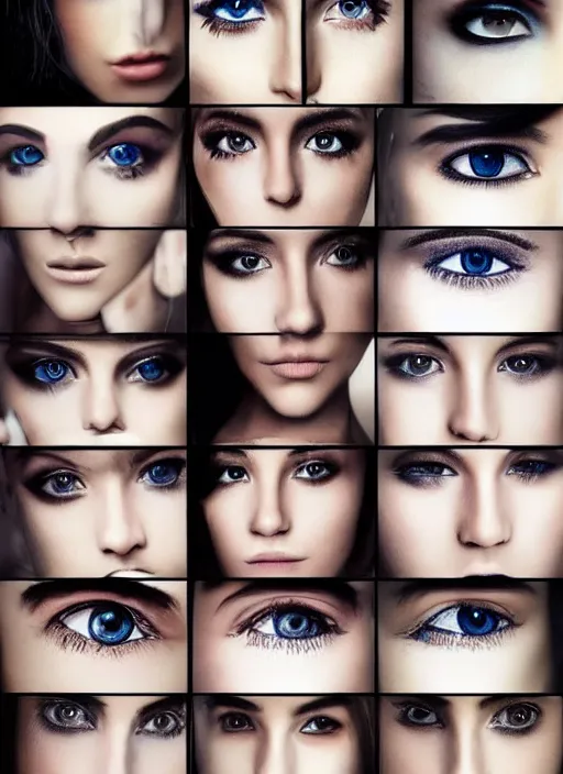 Image similar to style sheets, portraits of stunningly beautiful eyes, 🙈 🙈 : see _ no _ evil :