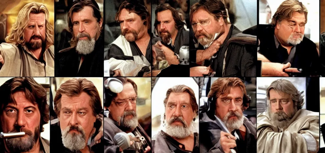 Image similar to The Big Lebowski Star Wars but all the characters are played by John Goodman