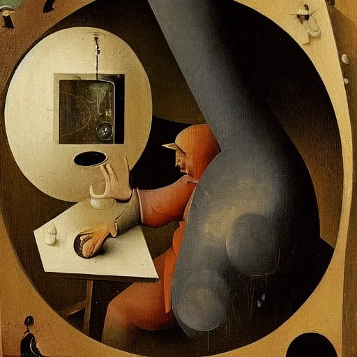 Image similar to A computer art. A rip in spacetime. Did this device in his hand open a portal to another dimension or reality?! still life by Hieronymus Bosch, by József Rippl-Rónai expressive