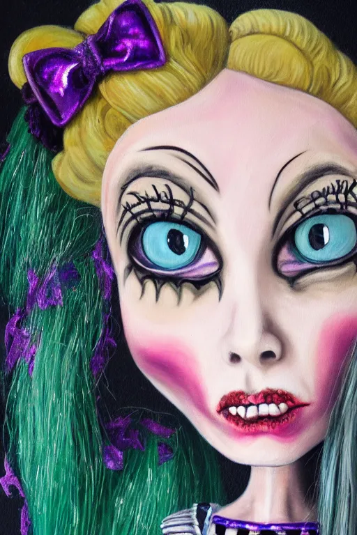 Image similar to Detailed painting of a Monster High Voltageous Frankie Stein Doll portrait