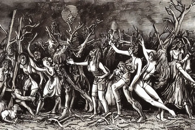 Prompt: witches sabbath, Aleksander Rostov art