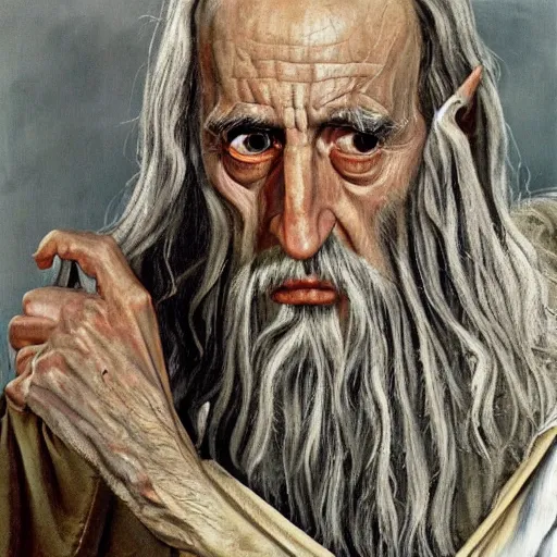 Prompt: high quality high detail painting by lucian freud, hd, saruman from lord of the rings