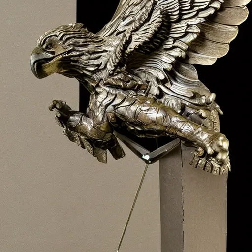 Image similar to Eagle statue, in the style of Stanisław Szukalski, iron cracked, exquisite details