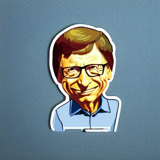 Prompt: sticker illustration of angry bill gates pulling middle finger