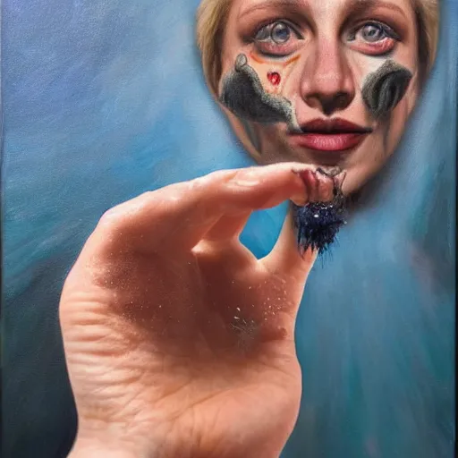 Image similar to A body art. A rip in spacetime. Did this device in his hand open a portal to another dimension or reality?! positivism by Hans Baluschek, by Linnea Strid robust