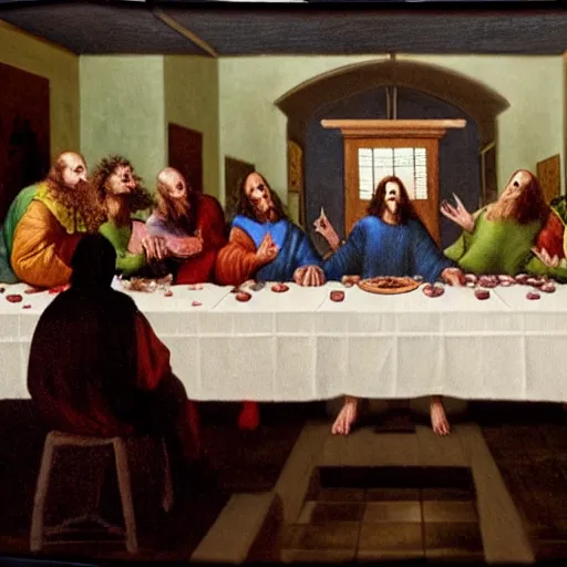 Prompt: the joker at the last supper