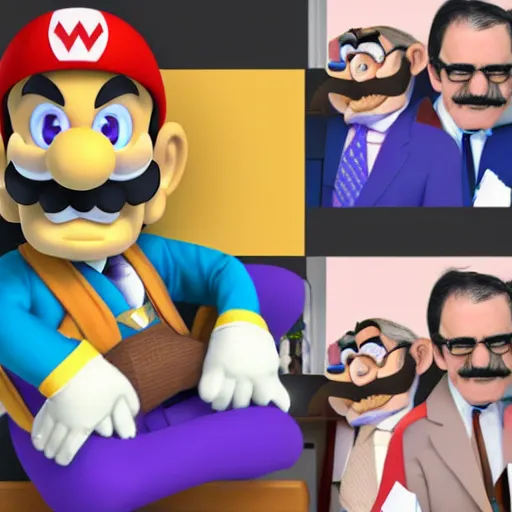 Image similar to president waluigi with vice - president wario, real, photograph, photo, color