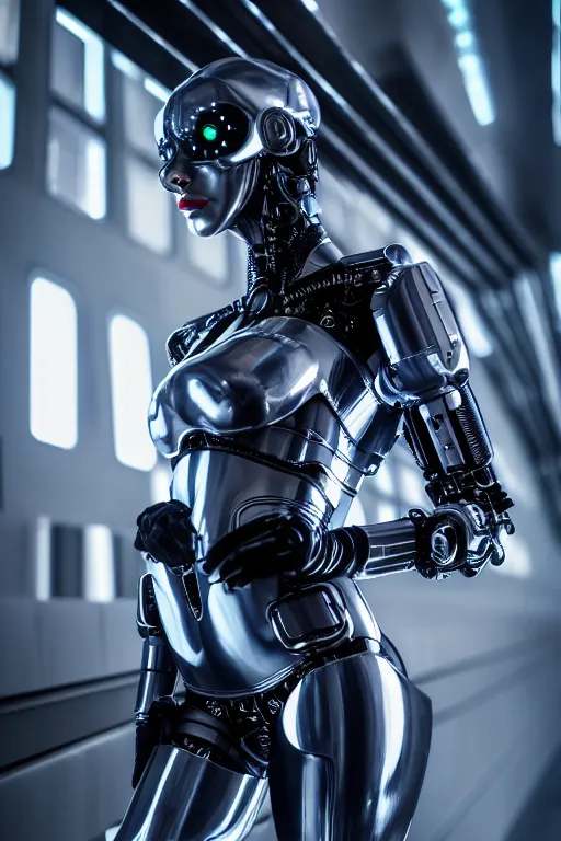 Prompt: cybernetic ultra high tech female catgirl knight, sci - fi, high technologies, cyberpunk, futurism, exoskeleton, strong artificial intelligence, symmetry, cinematic, elegant, luxury, perfect light, perfect composition, dlsr photography, sharp focus, 8 k, ultra hd, sense of awe, highly detailed, realistic, intricate, science journal cover