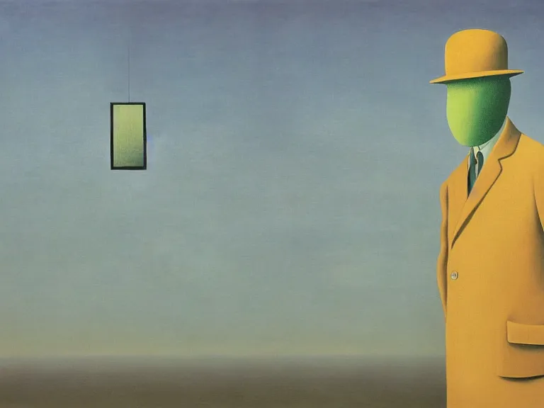 Image similar to invisible man, painting by rene magritte, high detail, high resolution