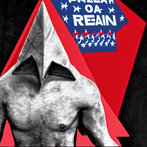 Prompt: pyramid head republican election propaganda full frontal