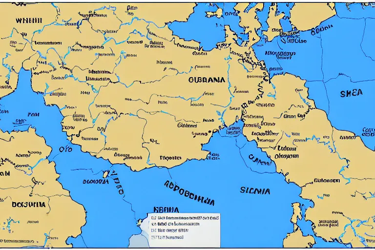 Image similar to map of russia completely landlocked by ukraine