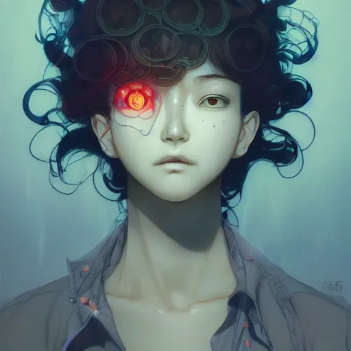 Image similar to prompt : shadow portrait soft light painted by james jean and katsuhiro otomo and erik jones, inspired by evangeleon anime, smooth face feature, intricate oil painting, high detail illustration, sharp high detail, manga and anime 1 9 9 9